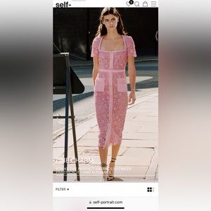 Self-Portrait | Dresses | Self Portrait Pink Guipure Lace Midi Dress |  Poshmark